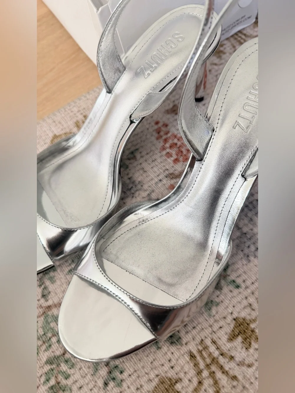 NEW NWT Schutz Scarlett Silver Slingback Mid-Heel Sandal Size 10B